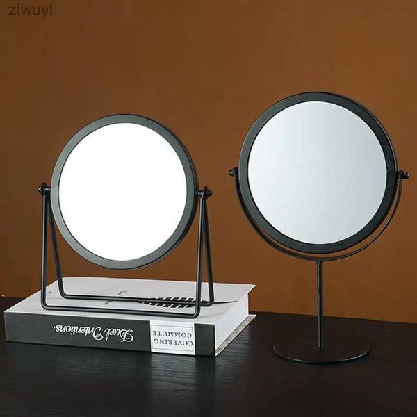 2 pièces miroirs maquillage miroir lumière de luxe rétro européen métal or maison bureau carré rond miroir dortoir maquillage miroir