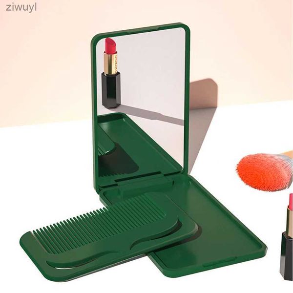 2 pièces miroirs petit miroir peigne ensemble couleur unie mode portable pliable miroir de maquillage avec peigne pour fille cadeau outils de maquillage vanité miroir voyage