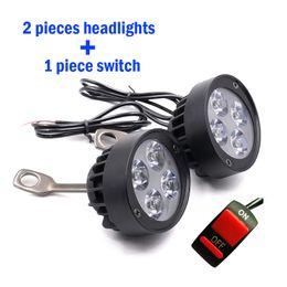 2 stks Motorfiets Spotlight Koplampen 12 V LED Moto Side Mirror Lights Motor Driving Headlamps Spot Work Lamp met Switch