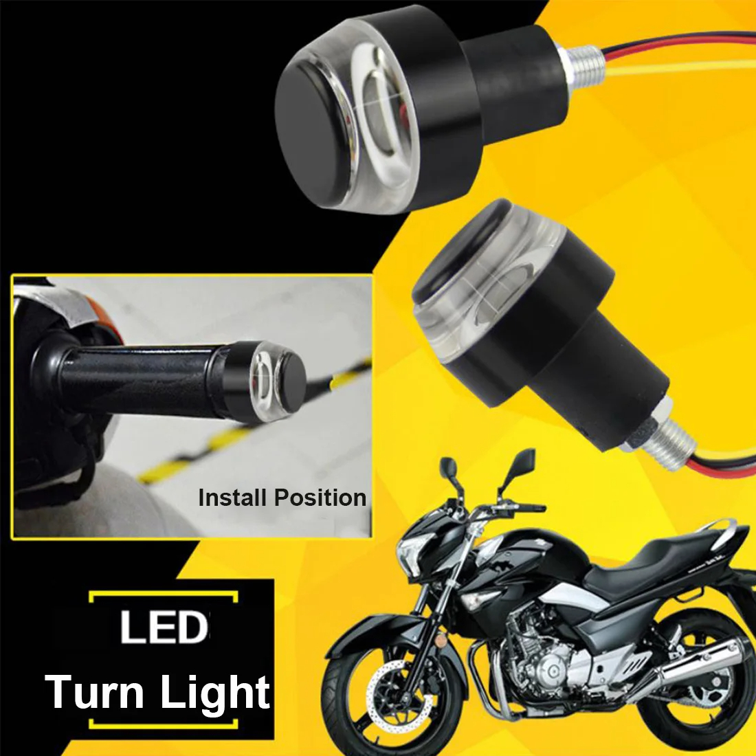 2PCS Motorcycle Turn Signal Light, 12 LEDS Turn Signal Indicator Lampe, Amber / White Front Grodbar Figh