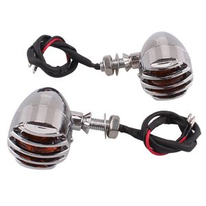 2 stks Motorcycle Draai Signaal Licht Indicator Metalen Zilver Retro Omheining Locomotief Draai Signaal