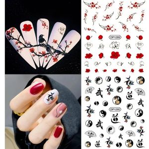 2 stks nail art sticker sticker sticker Diy Chinees nieuwjaar pruimen zelfklevende vingernagel decoraties schoonheid manicures Poolse schuifregelaar