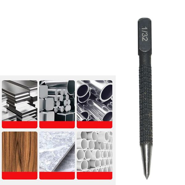 2pcs Nail Center Punch 1/32 2/32 3/32 4/32 pouces pour le trous de marque en bois Centr