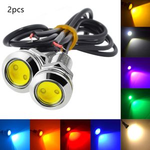 2pcs Nouveau voiture de 18 mm Couple nuageux Eagle Eyle Silver Shell Drl LED LUMIÈRES DE DOUR LED 12V BACKUP REVERSION Signal de stationnement