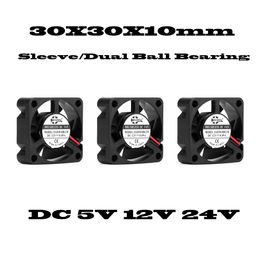 2 stks Nieuwe 3D -printer Mini Fan 3010 30mm 30*30*10mm DC 5V 12V 24V voor grafische kaartkoelventilator 2Wire 2pin