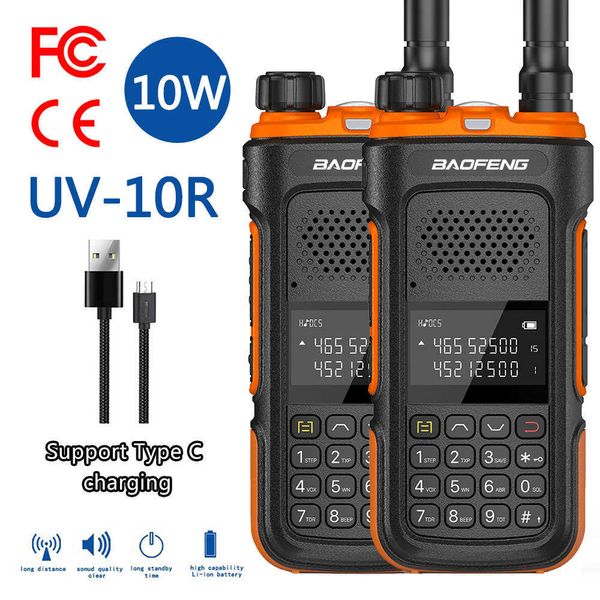 2 uds nuevo Baofeng UV-10R Walkie Talkie 30km 10W transceptor de banda Dual 136-174400-520MHz transmisor FCCCE Radio bidireccional
