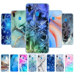 Pour Samsung Galaxy A20 étui A20E silicone couverture de téléphone 2019 A205F A202F marbre flocon de neige hiver noël