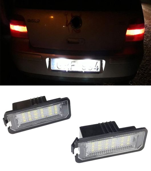 2 uds lámpara de luz de placa de matrícula canbus sin Error LED blanco para VW Golf MK4 MK5 MK6 Passat Polo CC Eos para Porsche Cayenne Boxs9486945