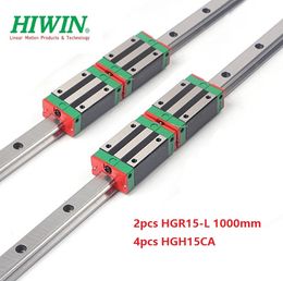 2 STKS Originele NIEUW HIWIN HGR15 - 1000 MM Lineaire gids / Rail + 4PCS HGH15CA Lineaire smalle blokken voor CNC-routeronderdelen