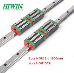 2 STKS Originele NIEUW HIWIN HGR15 - 1300 MM Lineaire gids / rail + 4 stks HGH15CA Lineaire smalle blokken voor CNC-routeronderdelen