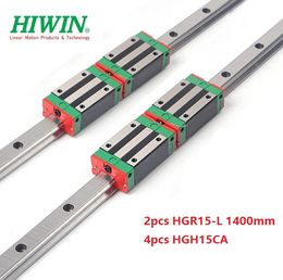 2 stks Originele Hiwin HGR15-1400mm Lineaire geleideraillager + 4PCS HGH15CA Lineaire smalle blokken voor CNC-routeronderdelen