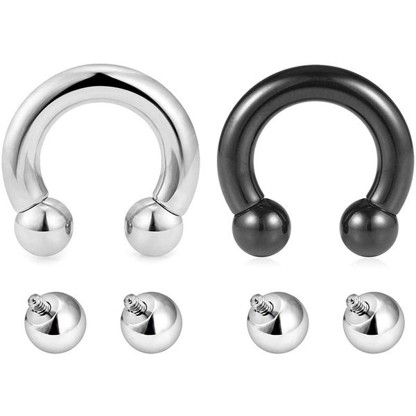 2 pièces PA anneaux piercing chatte filetage interne circulaire fer à cheval haltères acier chirurgical corps Piercing bijoux pour femmes hommes