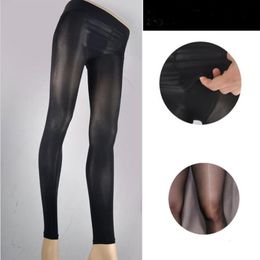 2 stks pack Heren Vormgeven Olie Sokken Sheer Glanzende Zijden Legging Panty Dans Panty Sexy Zwarte Heldere Thin254U