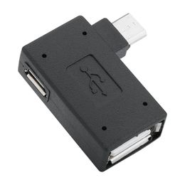2 stks/pak USB 2.0 Vrouw naar Man Micro OTG Adapter Voeding Poort 90 Graden Links 90 Haaks