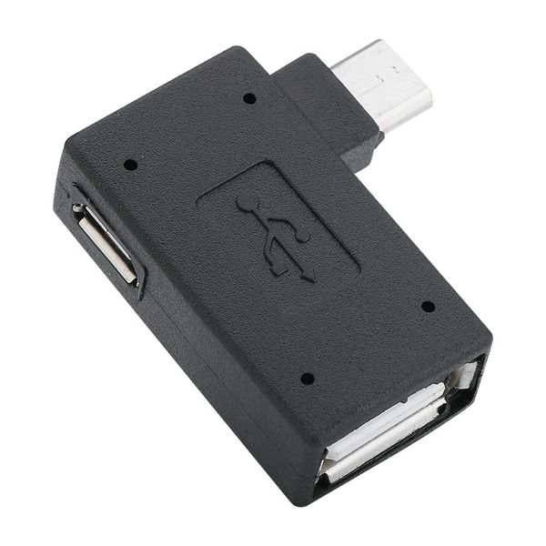 2 pièces/paquets USB 2.0 femelle vers mâle Micro OTG adaptateur Port d'alimentation 90 degrés gauche 90 angle droit