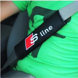 2 uds par de fundas para cinturón de seguridad de coche S line RS Logo funda protectora de correa suave para Audi A3 A4 A5 A6 Q3 Q5 Q7 Car Styling249B