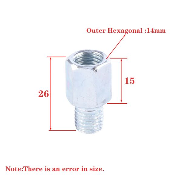 2 piezas de 2 piezas Scooter motocicleta Adaptadores de espejo trasero M10 M8 8 mm Antigüedad de la izquierda en sentido antihorario Rosca izquierda cambiante Tuerca de acoplamiento del tornillo