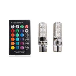 Ampoule Led multicolore pour voiture télécommandée T10 5050, 2 pièces/paire, 6 Smd, W5w 501, ampoules latérales, livraison gratuite via DHL