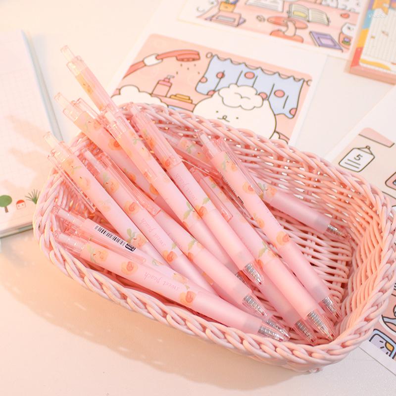 2 penne gel Peach Press penne roller con inchiostro Kawaii 0,5 mm forniture per ufficio scolastiche nere