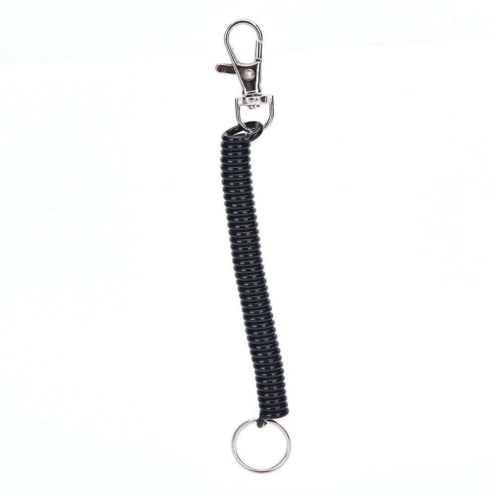 2st Plastic Black Dractable Spring Coil Spiral Stretch Chain Keychain Nyckelring för män Kvinnor Key Holder Keyring Gifts
