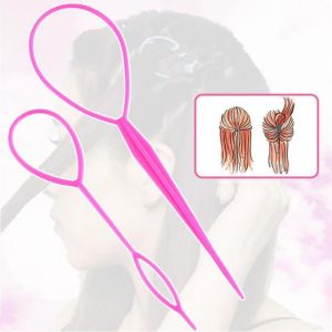 2 piezas de plástico con aguja de la aguja de la aguja del cabello cabello cabello tortonado el cabello clip de la cola del braider