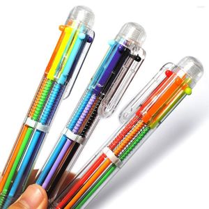 2 pièces stylos en plastique avec des modèles multicolores 6 en 1 stylo à bille multicolore Push Type papeterie école outils de bureau
