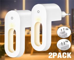 2 pièces Plugin veilleuse blanc chaud LED veilleuses crépuscule à l'aube capteur pour chambre salle de bain cuisine couloir escaliers EUUS Plug4371533