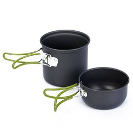 2pcs outil de cuisson en plein air portable Ensemble de vaisselle de bol en pot avec une vaisselle de table en théière antiadhésive
