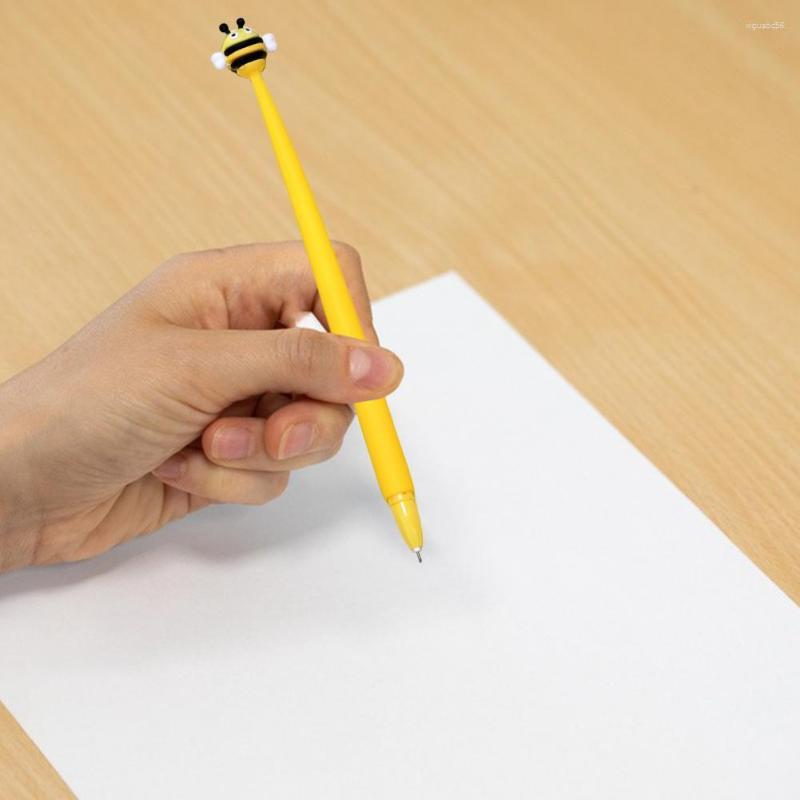 2 Stuks Praktische Gel Pen Zwarte Inkt Schrijven Continu Glad Honingbij Vorm Neutraal Schrijven