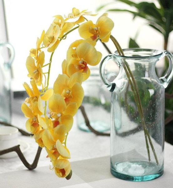 2 uds orquídeas de PU orquídea de látex de gran tamaño Phalaenopsis Artificial de tacto real para centros de mesa de boda flores falsas decorativas para el hogar 1691488