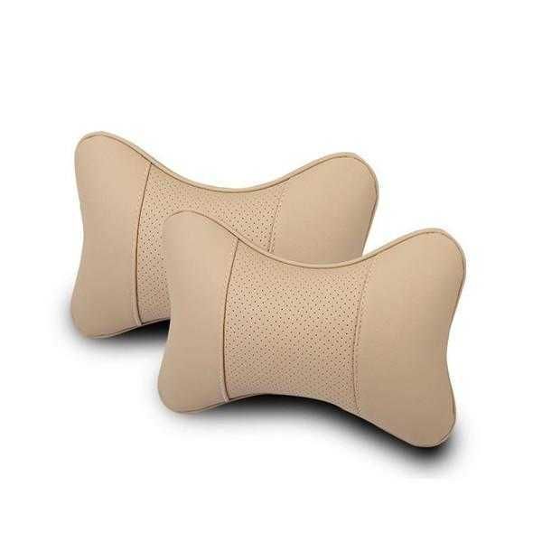 2 uds asiento de coche de cuero auténtico cojín para el cuello almohada reposacabezas de coche apto para coche Ford