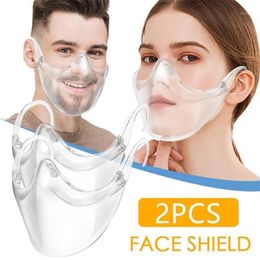 2 stuks herbruikbare heldere maskers voor gezicht mode helder schildmasker stofdicht transparant masker mondmasker decoratie feest Mascarilla1209W