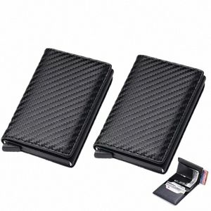 2pcs RFID Blokkering Beschermende aluminium doos PU Leather Wallet Designer Men Card Holder creditcardhouder Men's Tarjetero Hombre 35KU#