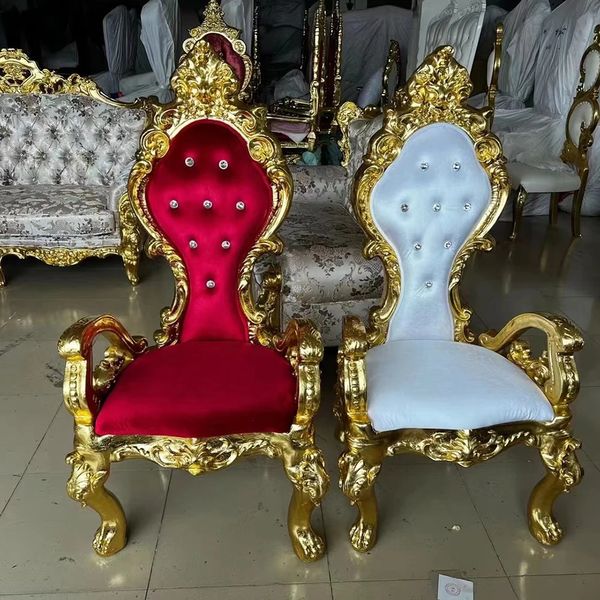 Chaises antiques trône roi et reine pour mariage Royal, 2 pièces, chaises de princesse, meubles de location 102