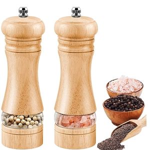 2 pièces moulins à sel et poivre moulin à poivre en bois massif avec broyeur en céramique réglable fort outils de cuisine 220527