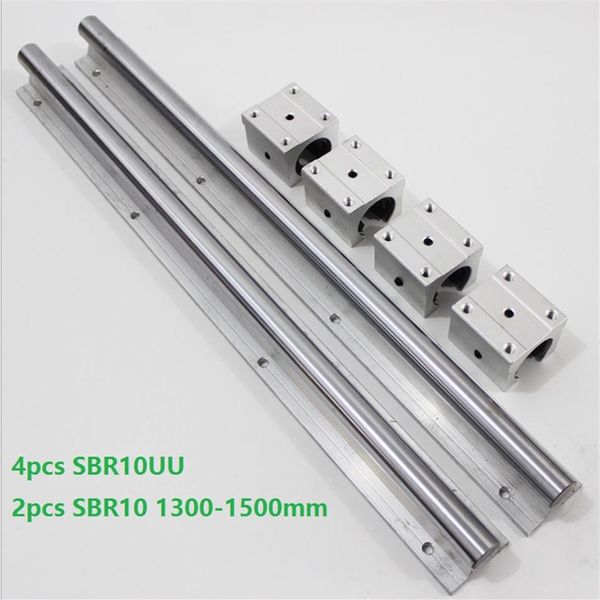 2 pièces SBR10 1300mm 1400mm 1500mm rail de support guide de rail linéaire 4 pièces SBR10UU blocs de roulement linéaires pour routeur CNC parts2807