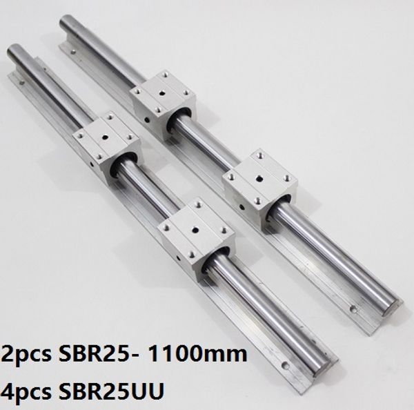 2pcs SBR25-1100mm Lineare Führung /Schiene + 4pcs SBR25UU Lineare Lagerblöcke für CNC-Routerteile