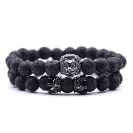 2 stks / set 2021 Bead Charm Armband Boeddha Armbanden Paracord Natuursteen Lion Armband Mannen Pulseras Hombre Bracciali Uomo Mens Armbanden GC204