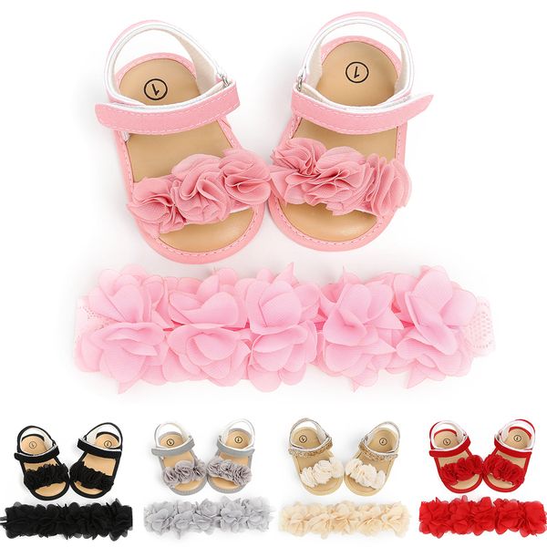 2 pièces/ensemble bébé sandales et bandeau petite fleur chaussures à semelles souples chaussures bébé chaussures princesse petites sandales sandales princesse