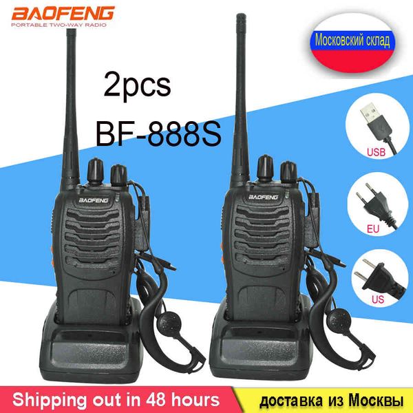 2 unids/set baofeng BF-888S Walkie Talkie estación portátil BF888s 5W BF 888S Comunicador transmisor transceptor conjunto de radio