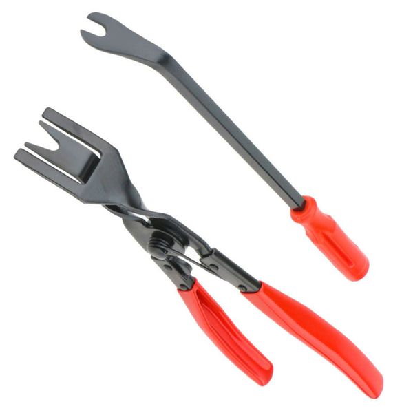 2pcs Set Clip de panneau de porte de voiture Pinces Garniture d'ameublement Outil de suppression Pry Bar Rouge durable retrait rapide agrafes clips multi-outils Y200321