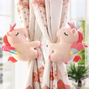 2pcs / set Cartoon Licorne Rideau Porte-embrasse Crochets Embrasse Enfants Chambre Décoration Accessoires Retenue Rideau Sangle Crochet T200601