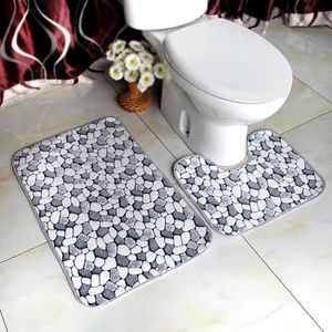 2 stks/set Geplaveide Badkamer Mat Set Flanel Anti-Slip Keuken Badmat Tapijt Badkamer Toliet Tapijt Wasbare Tapete