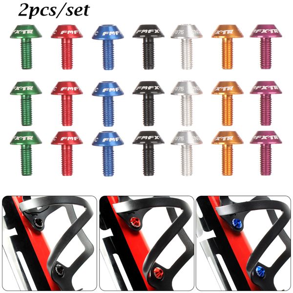2pcs/set colorido aleación de aluminio montaña de montaña bike biber botella tornillo pernos de tornillo m5x12 mm accesorios para bicicletas duraderos
