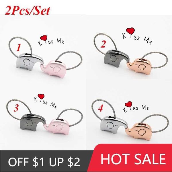 2PCS / SET COUPLE Couple Eléphant Shape Type Chaîne Keychain Jouets Jouets Idea Cadeaux Pour Enfants Familles Amis G1019