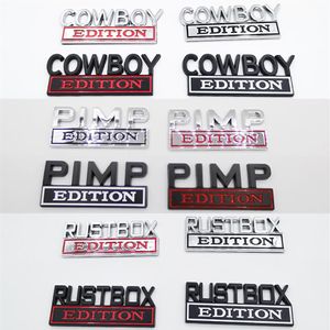 2 pièces ensemble Cowboy PIMP Rushbox édition emblème Badge autocollant pour Ford F-150 F250 F350 Silverado GMC Hummer289V