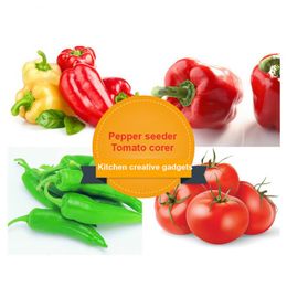 2 stks/set Creative Pepper Corer Slicer Pepper Peper Zaaide Remover Apparaat Tomaten Coring Device Fruit Vegetable Cutter Keukenapparaat