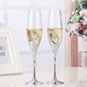 2PCSSet Crystal Champagne Glass Wedding Toasting Flutes Drink Cup feest Huwelijk Wijndecoratie Cups voor feestjes Geschenkdoos Y200106