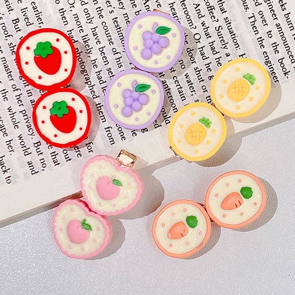 2 pièces/ensemble mignon dessin animé fraise raisin pinces à cheveux pour filles enfants beaux Fruits épingles à cheveux Barrettes cheveux accessoires