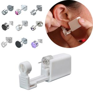 2 pièces/ensemble unité de perçage d'oreille jetable sûr stérile Cartilage Tragus Helix Piercing pistolet perceur outil Machine Kit avec goujons